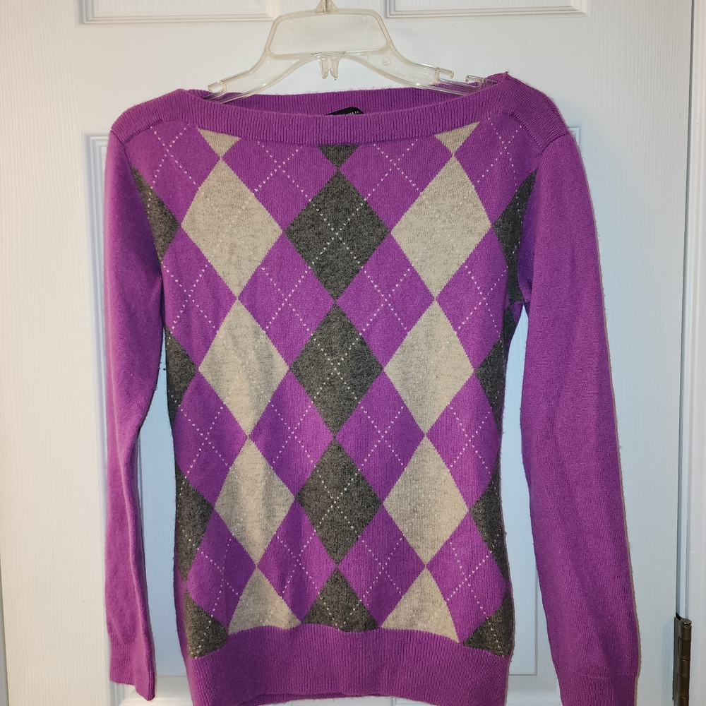 Banana Republic Purple and Gray Off-the-Shoulder Sweater